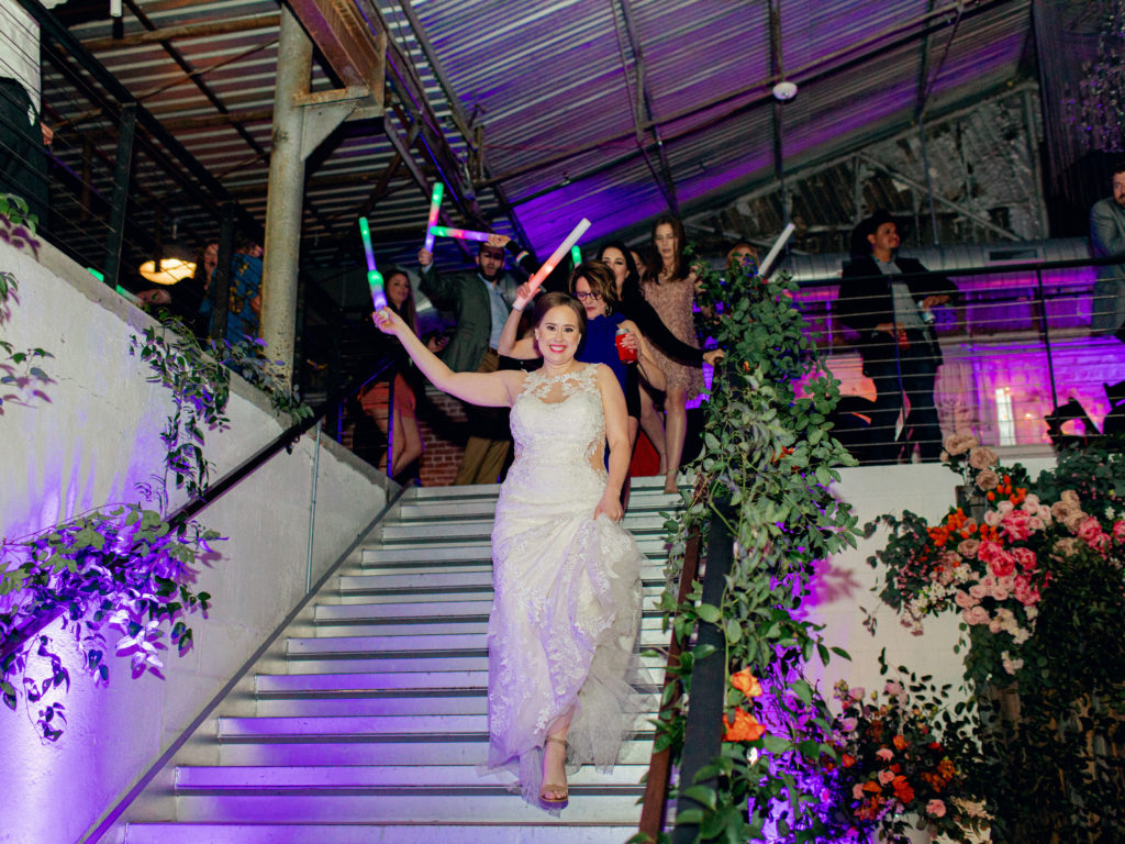 WED Bride exiting with glow sticks